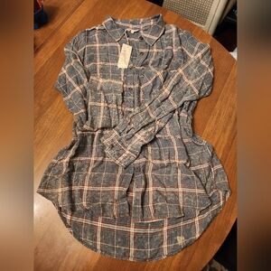 Mystree Plaid Oversized Blouse - Large - Silky soft